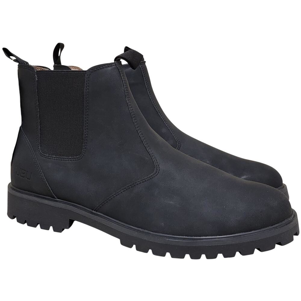 JBU Men Chelsea Ankle Boots Kai Water Resistant Size US 13M Black Faux Leather